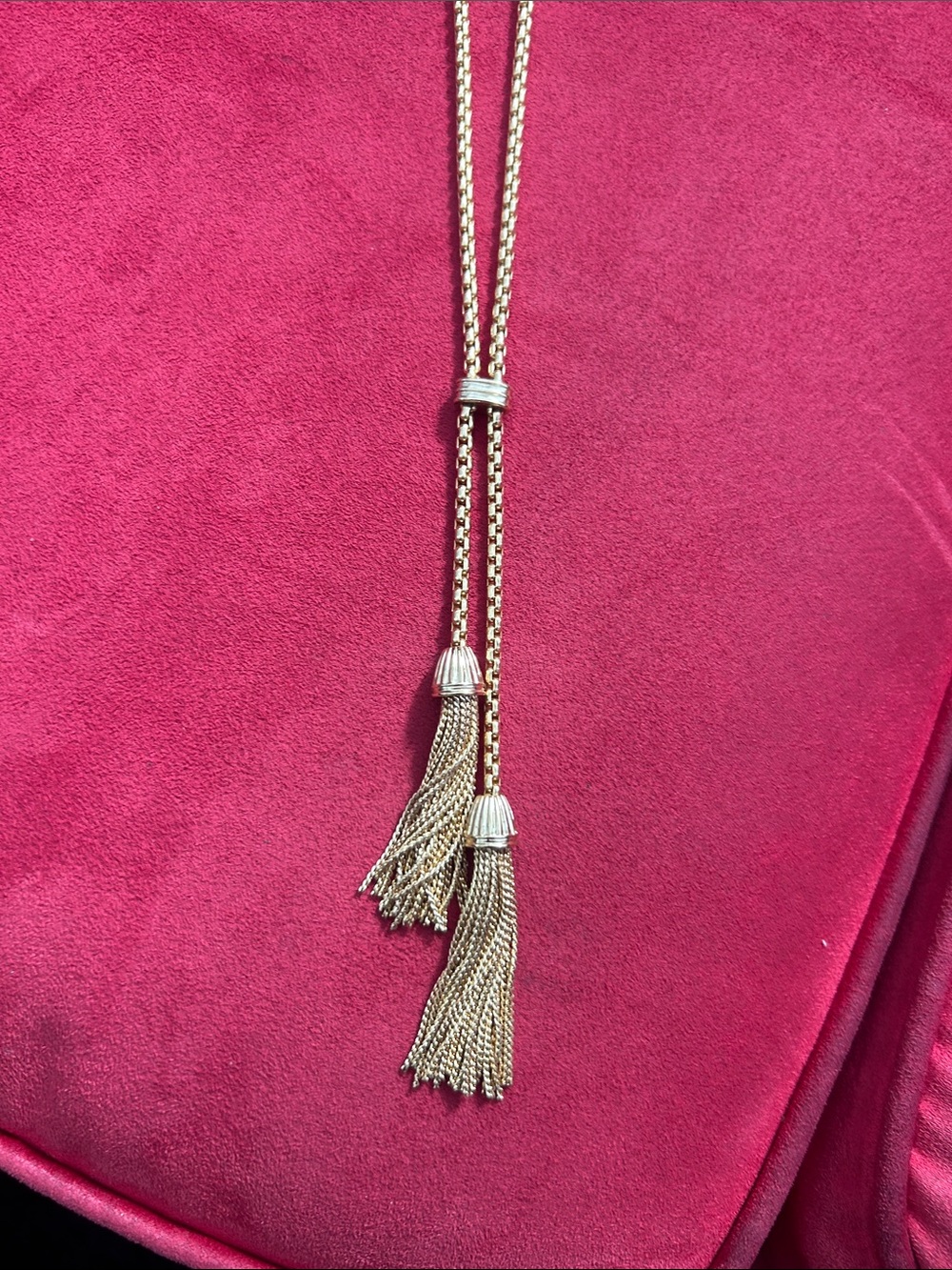 J. Crew Gold Double Tassel Slide Necklace - Picture 3 of 4